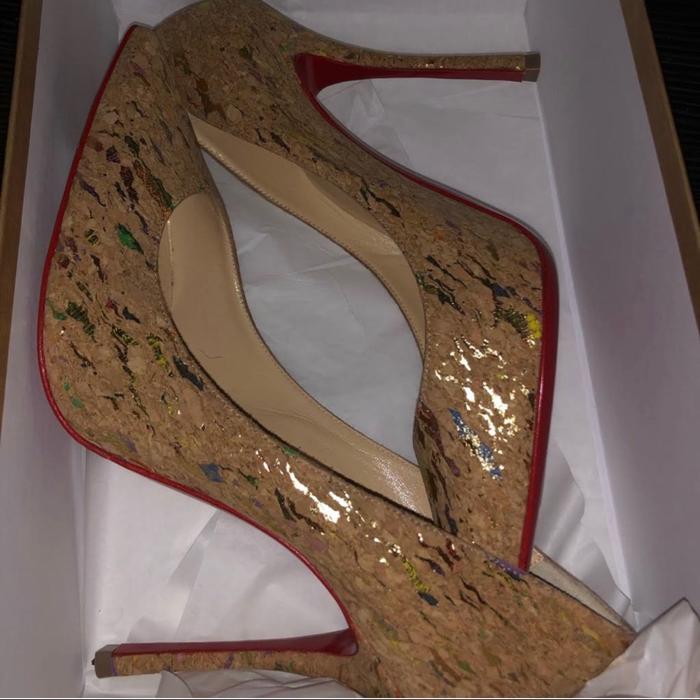 Christian Louboutin multi Metallic Cork Red Pump